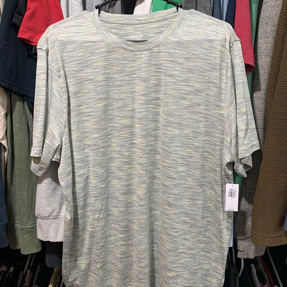 Old Navy Men's Light Gray Patterned Tee